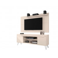 Manhattan Comfort 221-217BMC1 Baxter 62.99 Mid-Century Modern TV Stand and Liberty Panel with Media and Display Shelves in Off White